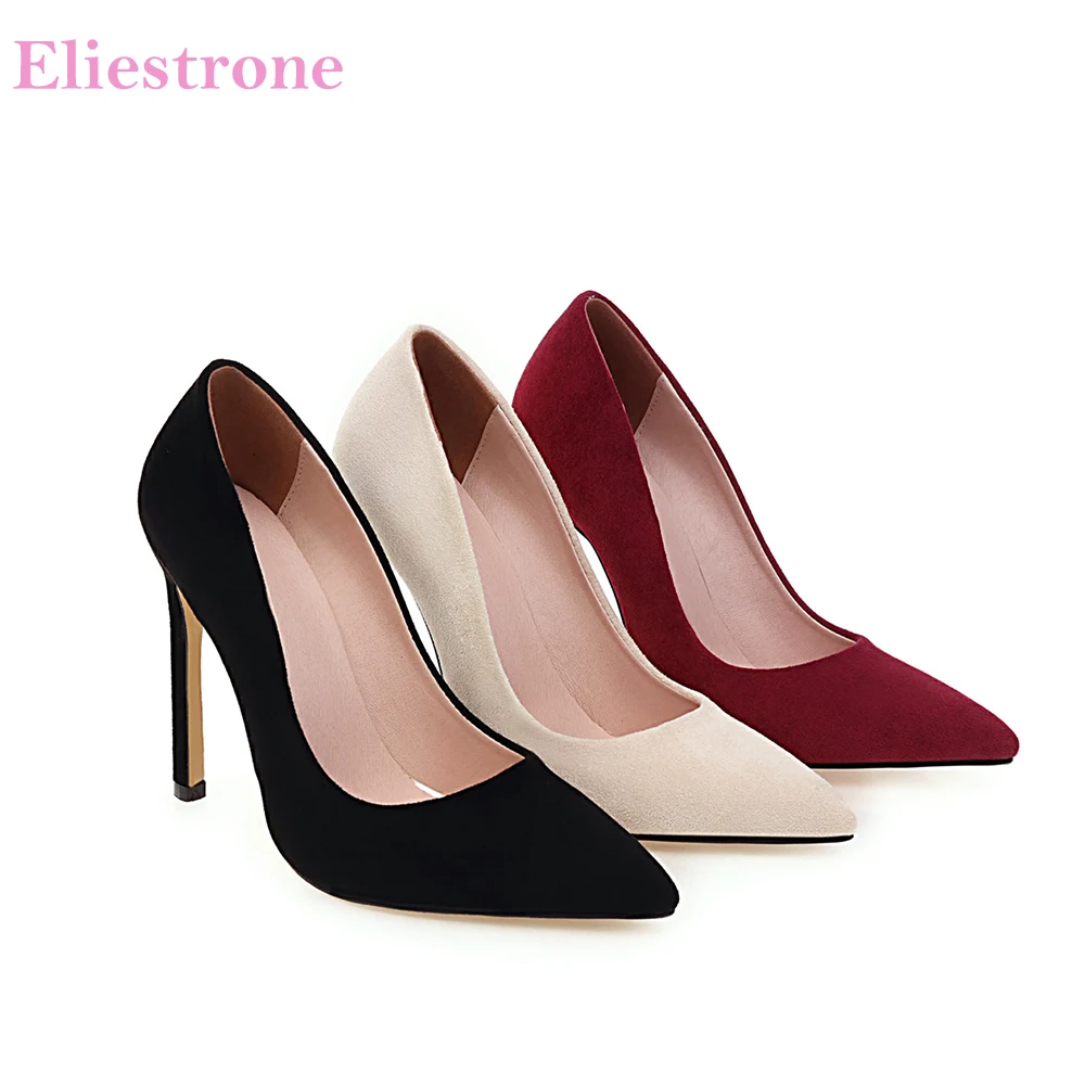 Женские туфли-лодочки из флока черные винно-красные модельные туфли больших