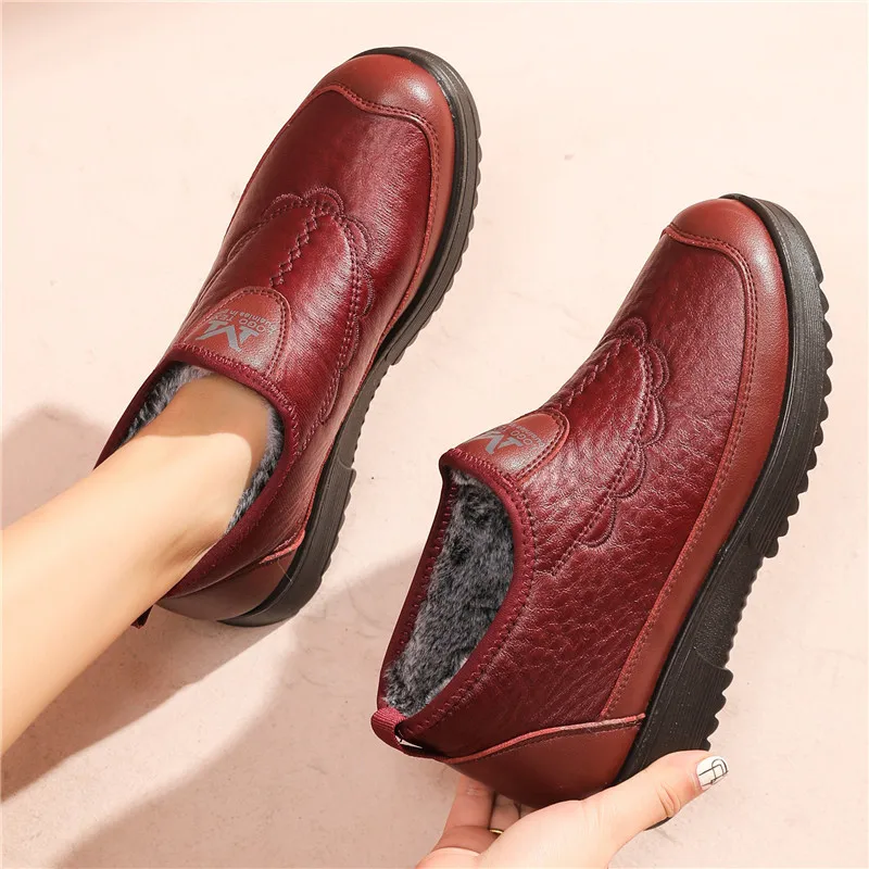 Зимняя женская обувь из хлопка нескользящая теплая для среднего и пожилого