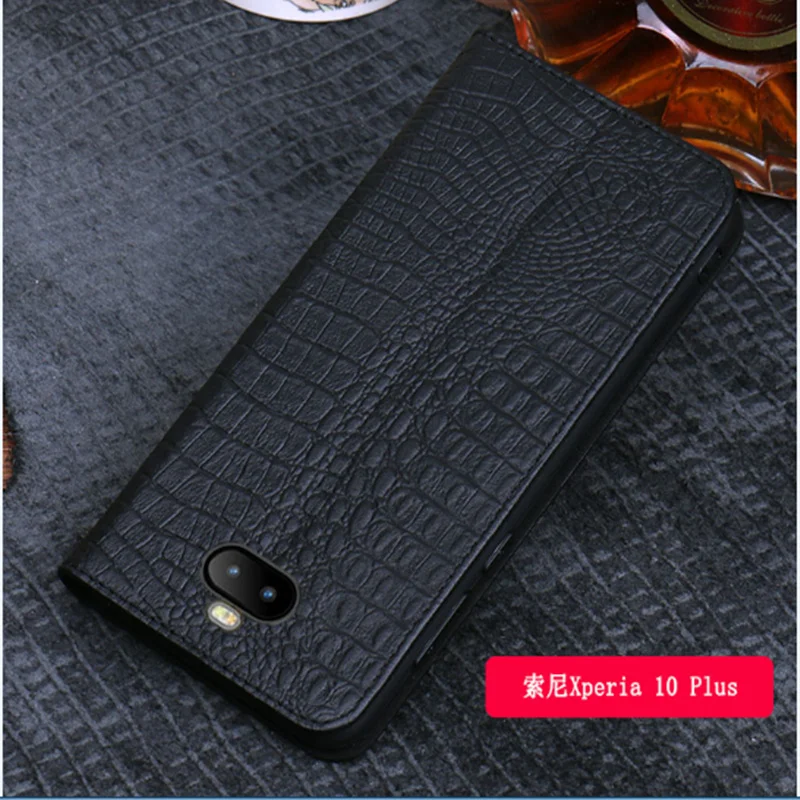 

Luxury Business Magnetic Holder Genuine Real Leather Flip Case For Sony Xperia 10 Plus/Sony Xperia 10 Phone Case Stand Coque