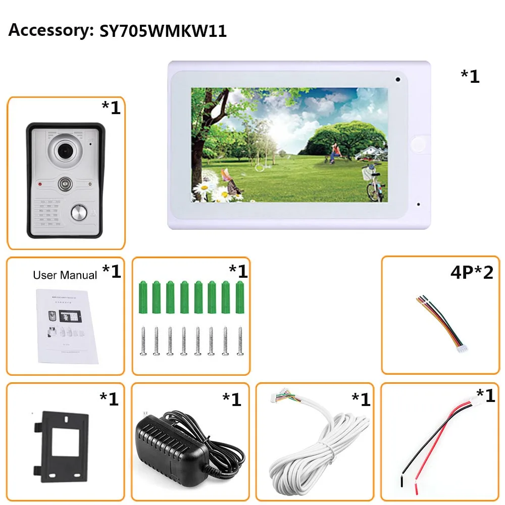 

7inch Wireless/Wired Wifi IP Video Door Phone Doorbell Intercom Entry System with IR-CUT HD 1000TVL Wired Camera Night Vision