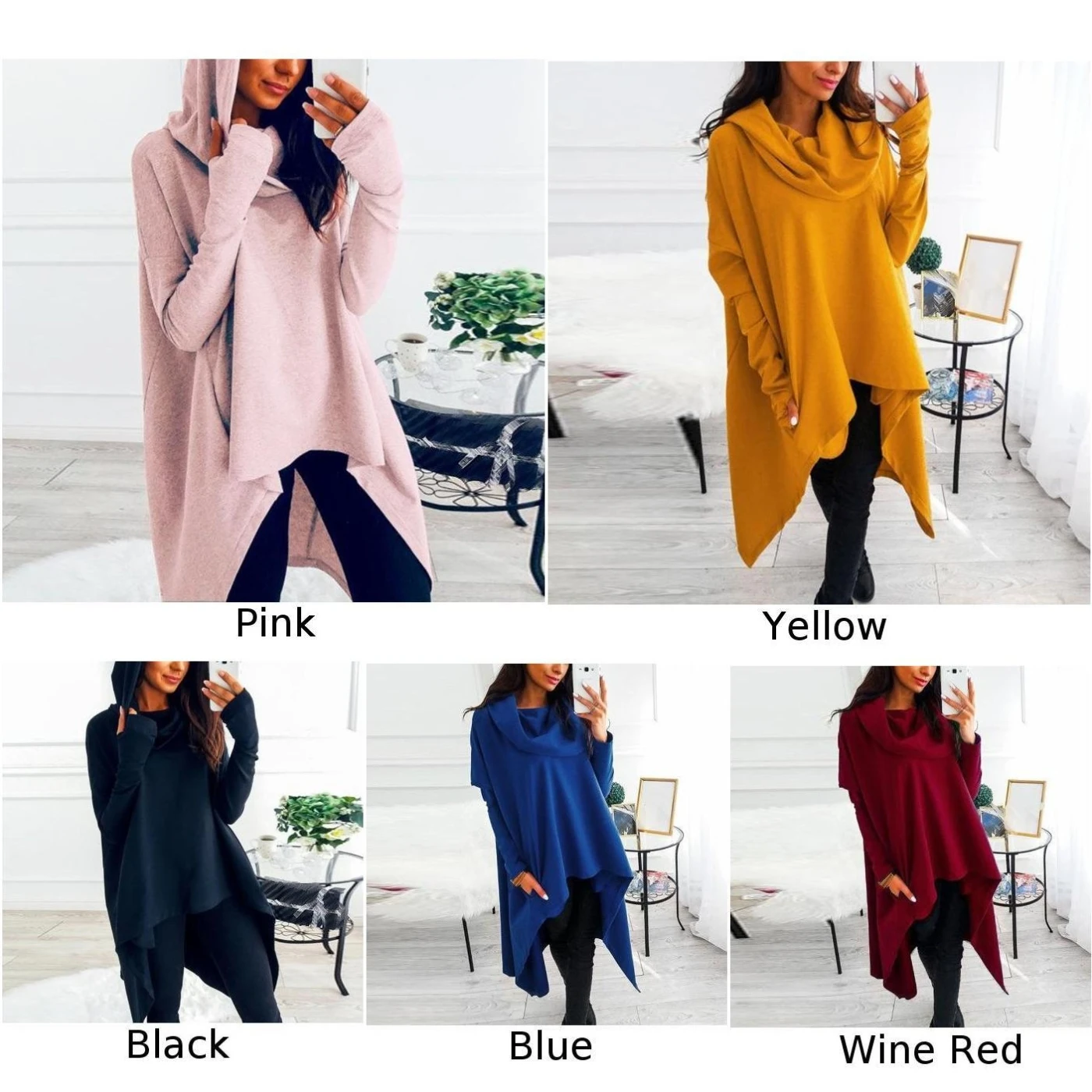 Women Knit Sweater Loose Hoodie Ladies Sweatshirt Jacket Winter Fashion Fit Irregular 2019 Women's Jumper Plus Size | Женская одежда