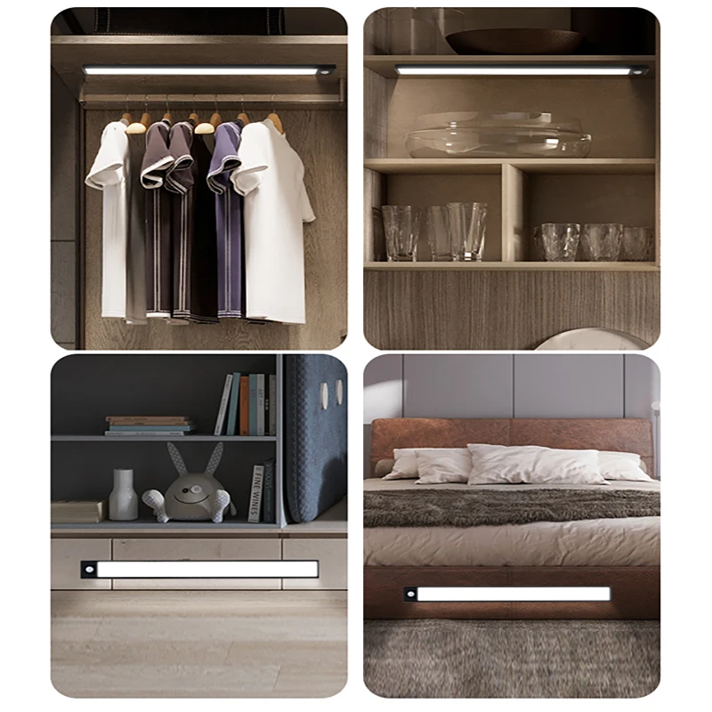 20 40cm ultra thin wireless led usb charging induction lights for kitchen for home night light with motion sensor free global shipping