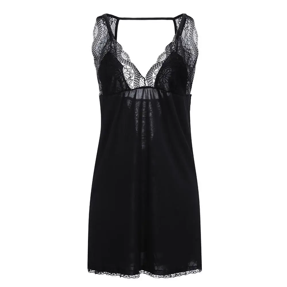 Сексуальная кружевная женская ночная рубашка с открытой спиной Ночная сорочка