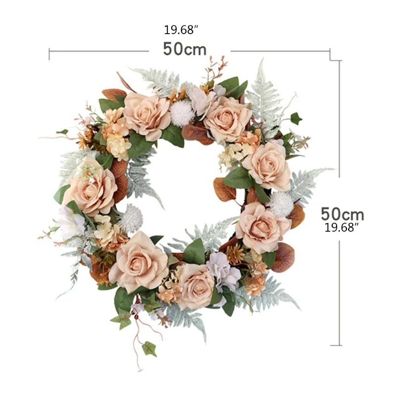 

Artificial Rose Flower Wreath Spring Summer Door Garland Front Door Window Wreath Wedding Hanging Ornament Home Decor