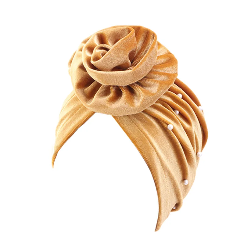 Новое поступление Вельветовая шляпа из бисера тюрбан с цветком женский