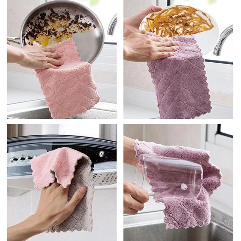 5 шт. впитывающая салфетка для посуды из микрофибры кораллового флиса кухонные