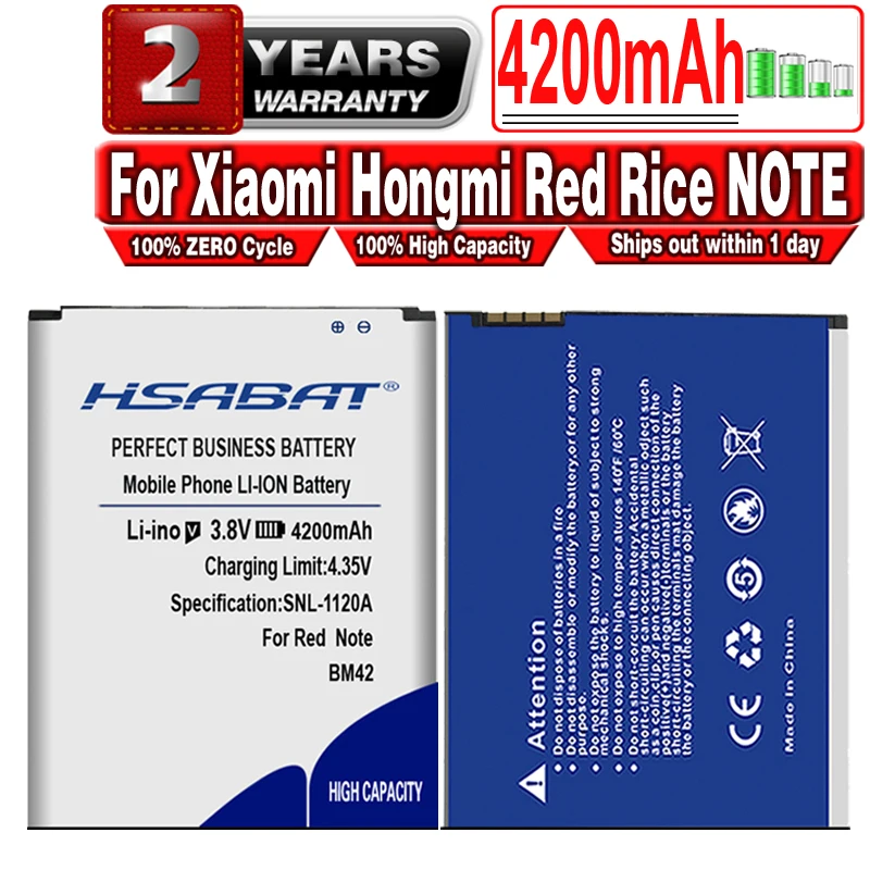 Аккумулятор HSABAT BM42 на 4200 мАч для Xiaomi Hongmi Red Rice NOTE 5 дюйма M2 M2S XIAOMI MIUI Redrice Redmi note 2s 4g |
