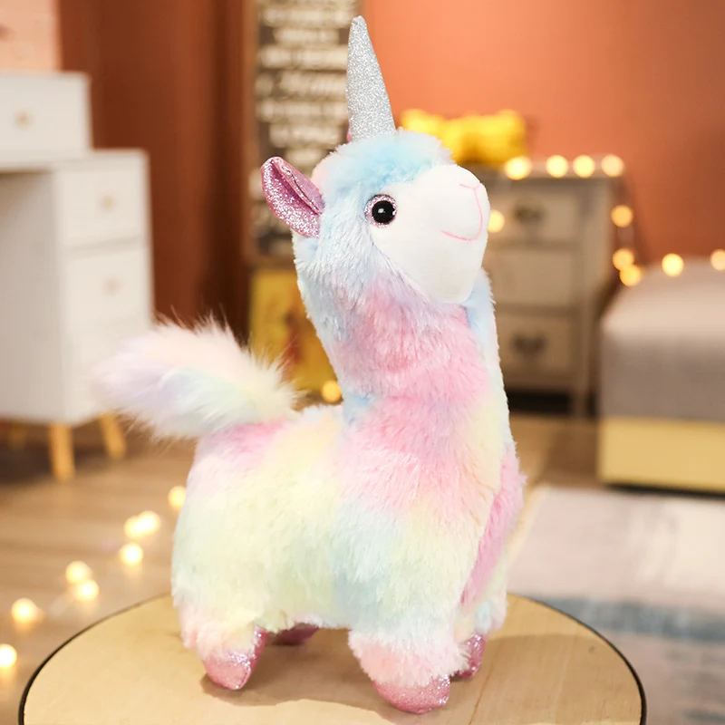 38-70cm Lovely Rainbow Alpaca Plush Toy Japanese Soft Stuffed Cute Sheep Llama Animal Dolls Sleep Pillow Home Bed Decor Gift