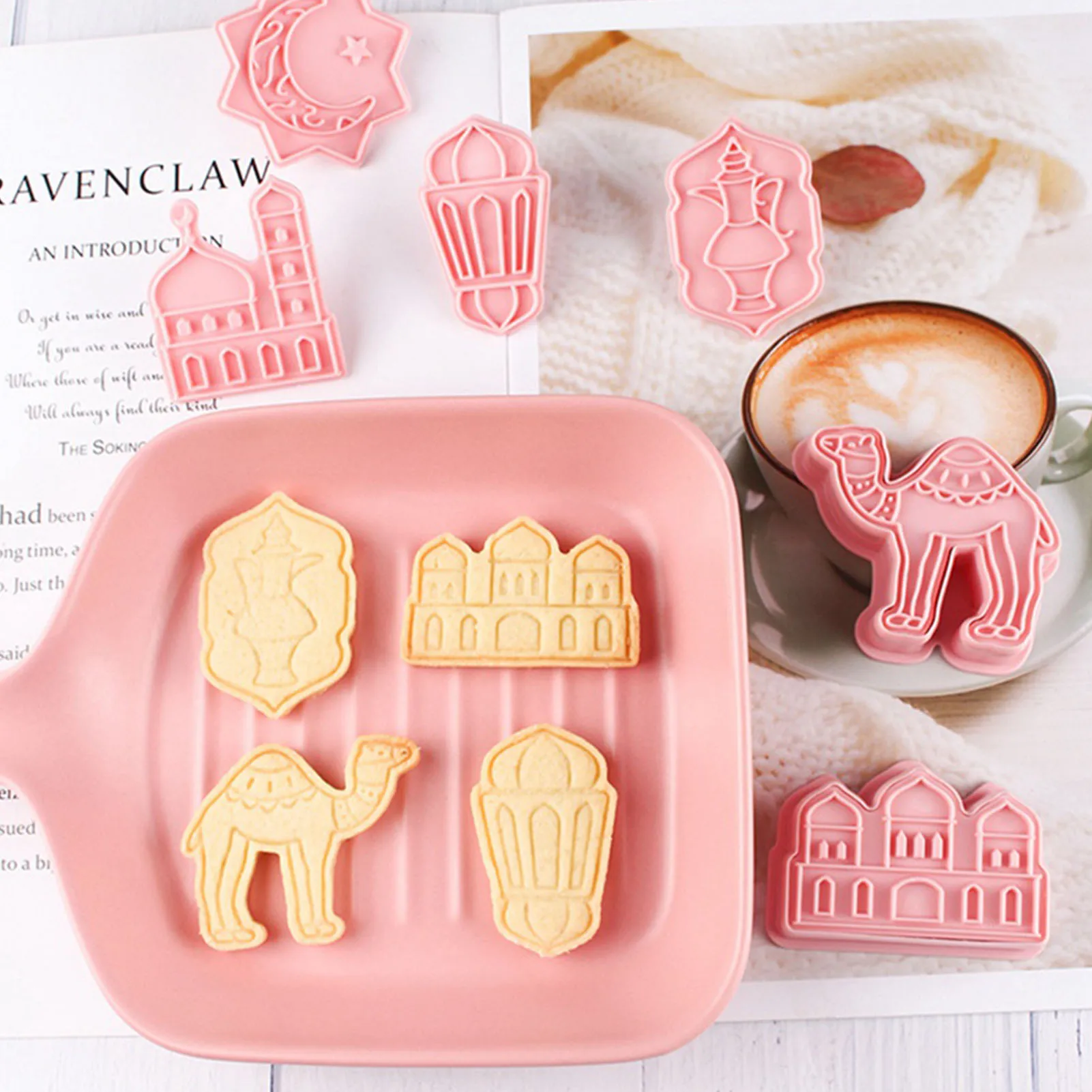 

EID MUBARAK Moon Star Biscuit Mold Cookie Cutters Set DIY Cake Baking Tool Ramadan Decor For Home Mubarak Ramadan Kareem Decor