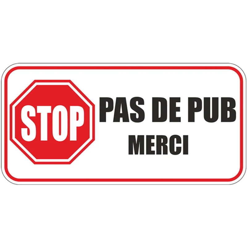 

Car Sticker Stop Pus De Pub Merci In French Car Stickers Decal Anime Cute Car Accessories Decoration for Mitsubishi 8.3x4cm