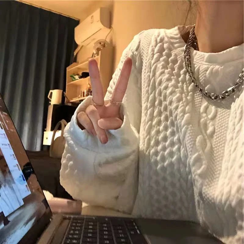 

Свитер средней длины женский осенне-зимний дизайнерский нишевый Новый американский Ретро свободный жакет в стиле бойфренд