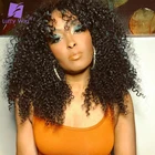 200% плотность афро кудрявый парик человеческие волосы бразильские волосы Remy короткие кудрявые парики с челкой безклеевые для черных женщин Luffywig