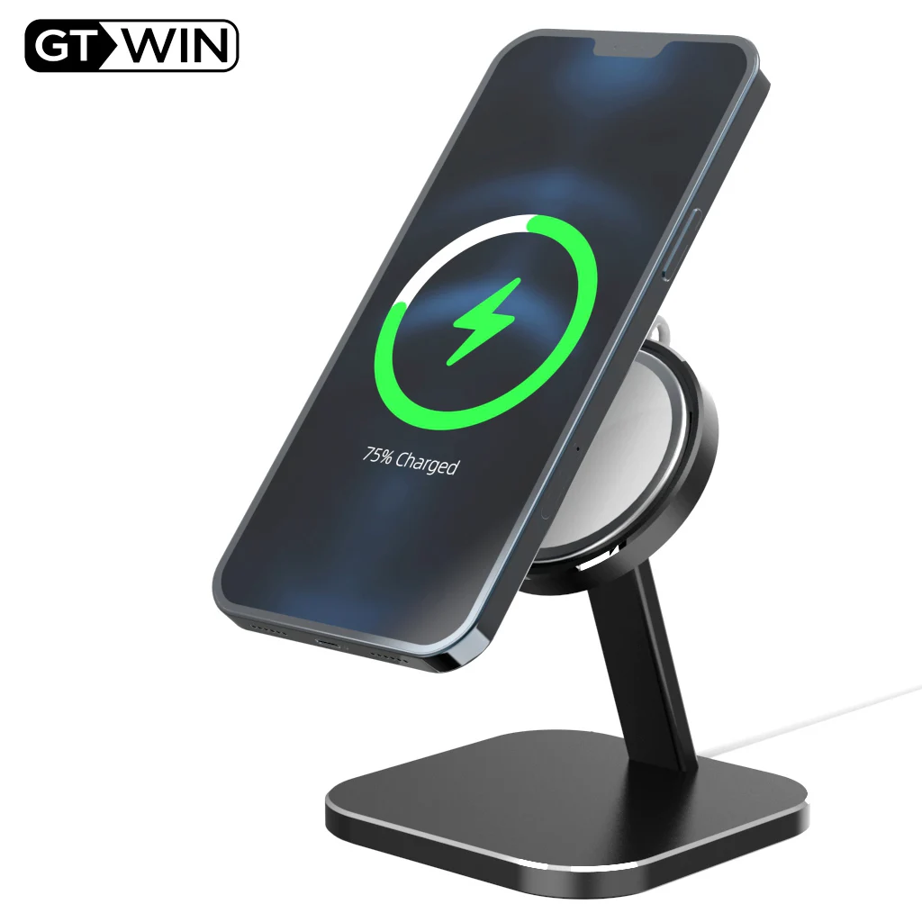 

Подставка GTWIN для беспроводной зарядки для iPhone 12 Pro Max 12 Series, магнитный держатель из алюминиевого сплава для беспроводной быстрой зарядки