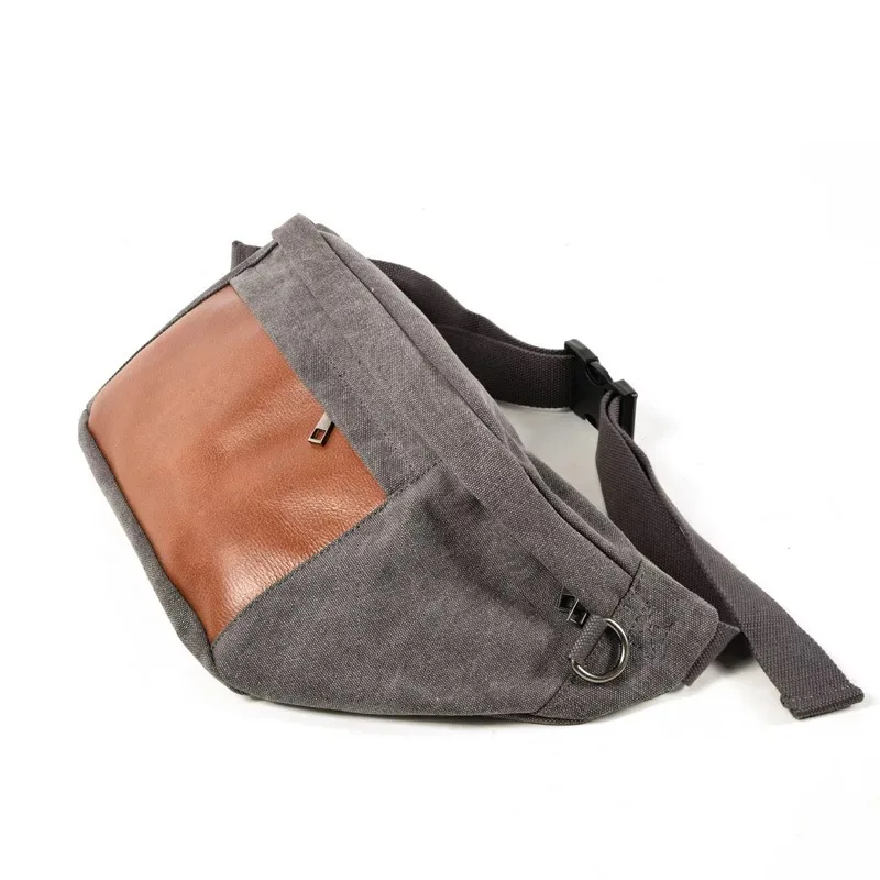 Холщовая кожаная мужская нагрудная сумка, повседневный трендовый саквояж на плечо, вместительные поясные сумки, винтажный мессенджер чере... от AliExpress RU&CIS NEW