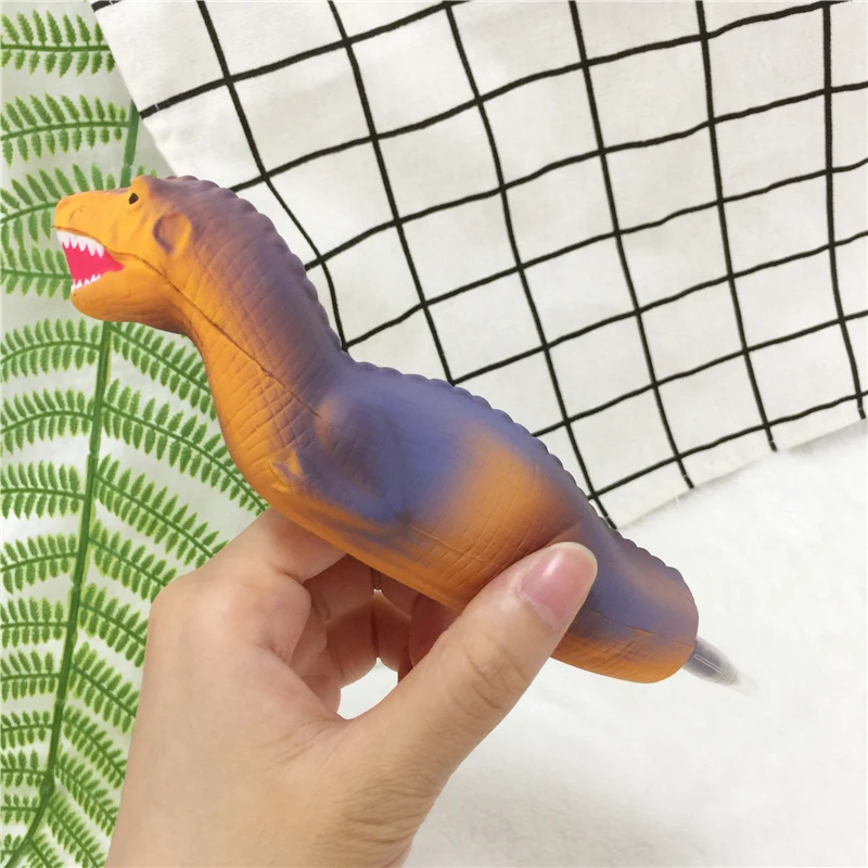 dinosaur 02 Мягкий Единорог, кот, мороженое, панда, булочка, ручка, колпачок, канцелярский держатель для карандашей, топперы, медленно поднимающиеся, сжимаются, подарок на день детей, игрушка - Цвет: dinosaur 02