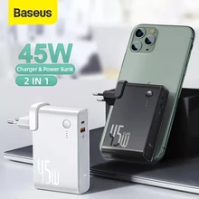 Baseus GaN Power Bank USB Charger 10000mah Powerbank for Xiaomi 45W PD Fast Charging 2 in 1 Battery For iPhone QC.4.0 Power Bank