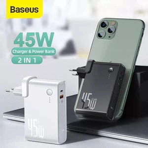 baseus gan power bank usb charger 10000mah powerbank for xiaomi 45w pd fast charging 2 in 1 battery for iphone qc 4 0 power bank free global shipping