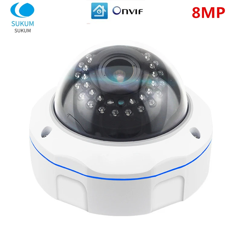 

Купольная IP-камера 8 МП, 4K, Антивандальная камера видеонаблюдения с объективом 2,8-12 мм для помещений, камера для домашней безопасности ONVIF