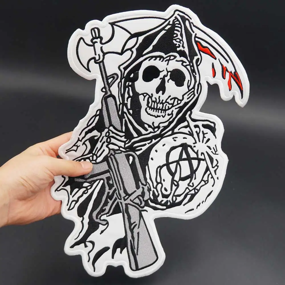 Оригинальные нашивки с вышивкой сына анархия майанса MC для мотоцикла байкера