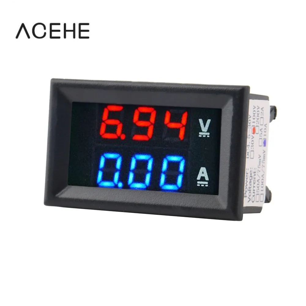 Высокое качество DC 100 в 10 А Вольтметр Амперметр измерительные инструменты синий +