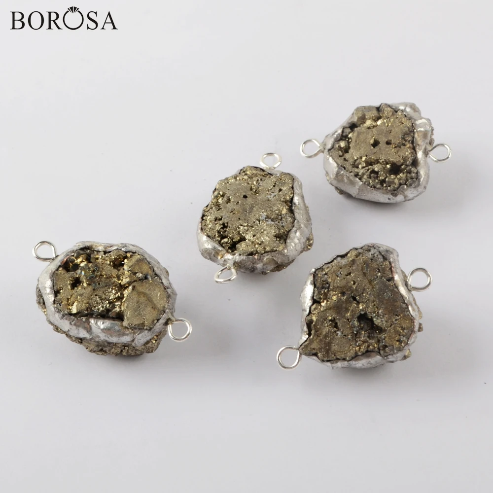 

5/10Pcs Silver Color Pyrite Freeform Connectors Pendant for Necklace Silver Color Charms Beads for Jewelry Making Gifts S1938
