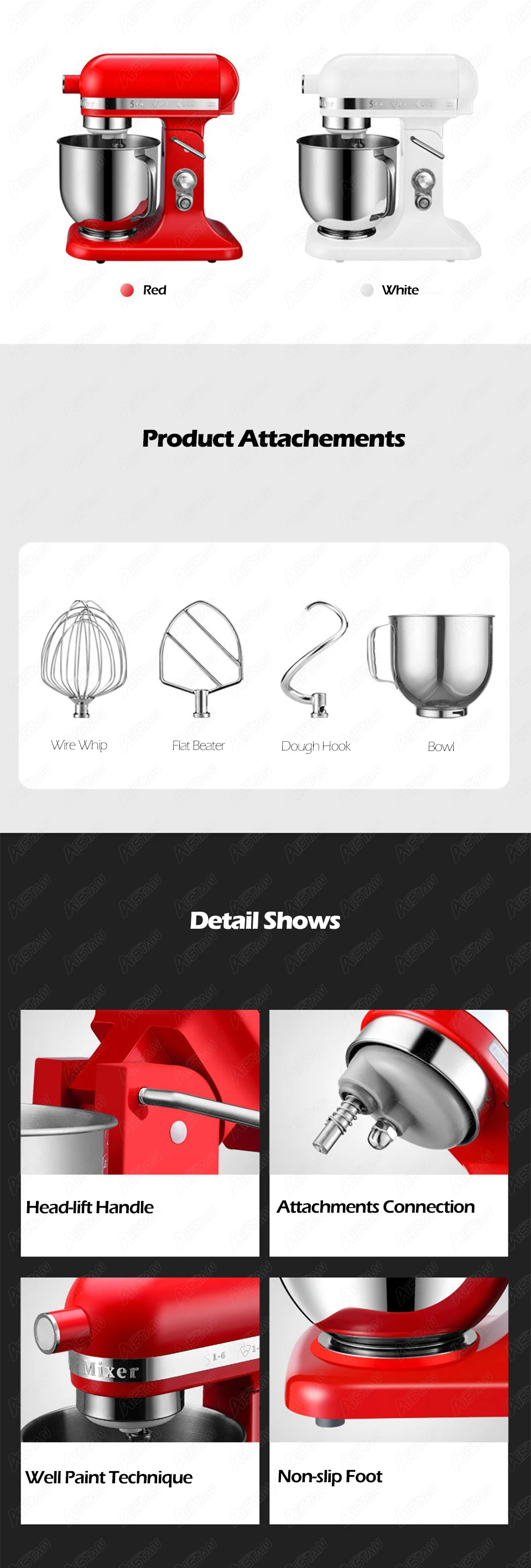 

GL7580 Mini Kitchen Stand Mixer for Dough Mixer Egg Beater Food Mixing Planetary Food Mixer Machine 220V 110V