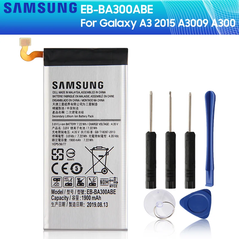 

Samung Original Battery EB-BA300ABE For SAMSUNG GALAXY A3 2015 A3009 A300 A300X A300H A300F A300FU A300G A300M A3000 1900mAh