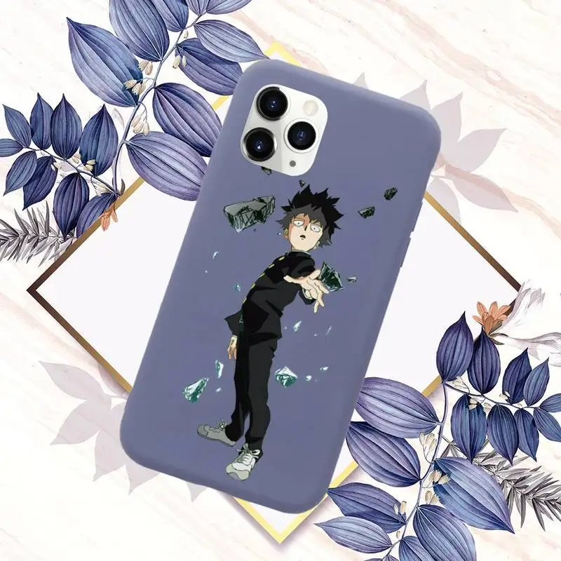 

Mob Psycho 100 Phone Case Purple Candy Color for iPhone 11 12 mini pro XS MAX 8 7 6 6S Plus X SE 2020 XR