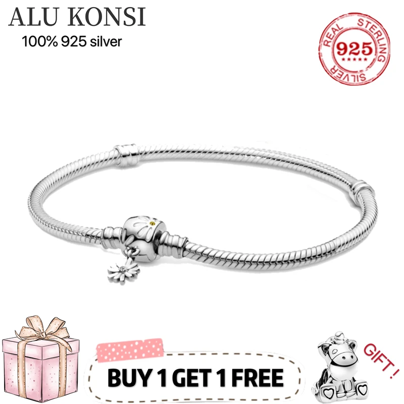 

Hot Sale fit Original pan Bracelet for Women Real 100% 925 Sterling Silver Snake Chain Bangle Charms DIY high quality Jewelry