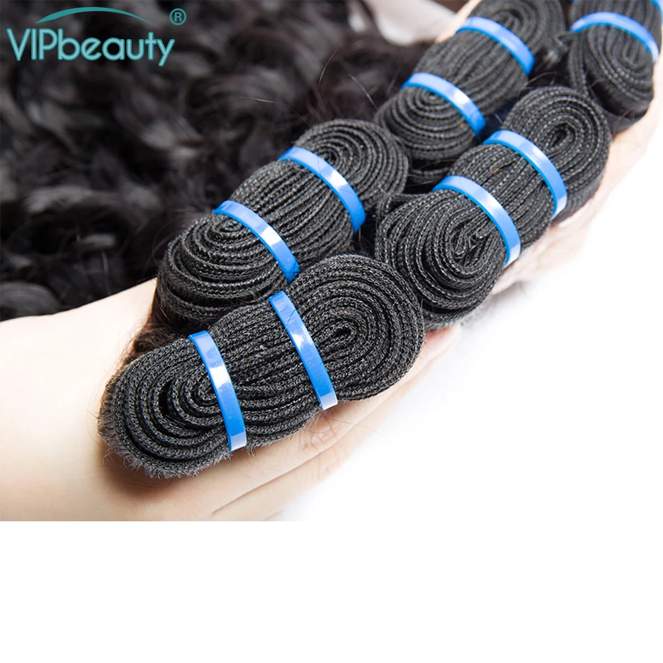 VipBeauty, волнистые пряди с закрытием, натуральный цвет, Remy, бразильские волосы, волнистые пряди с закрытием, человеческие волосы