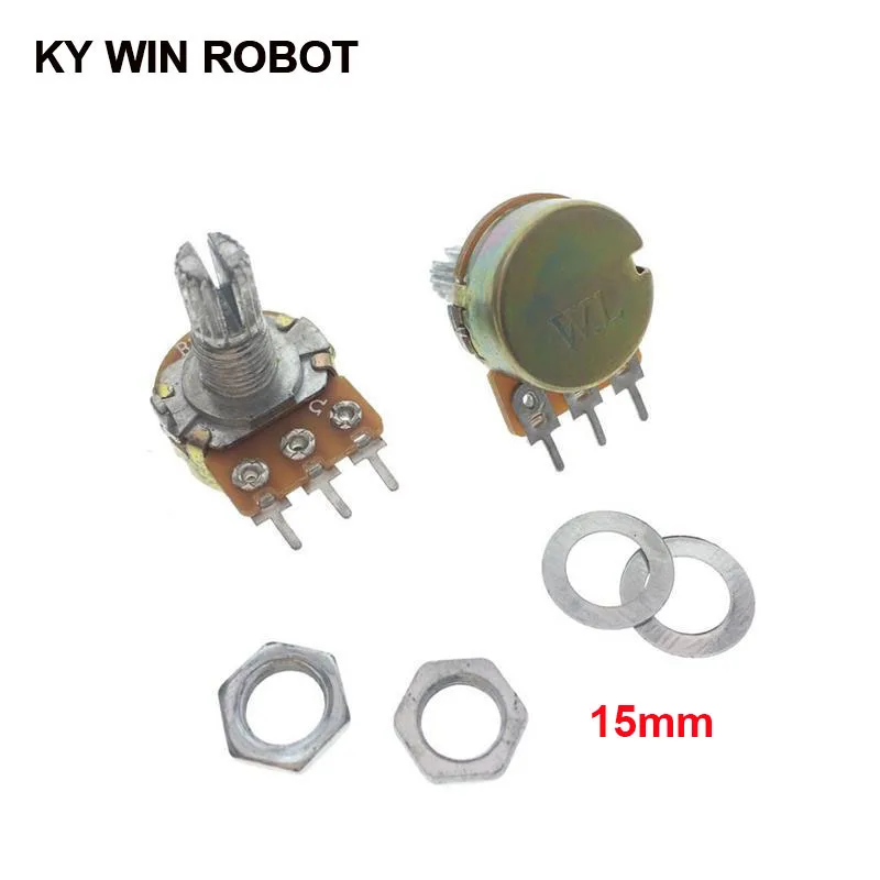 1 шт. WH148 B1K B2K B5K B10K B20K B50K B100K B500K 3Pin 15 мм усилитель вала двойной стерео потенциометр 1K