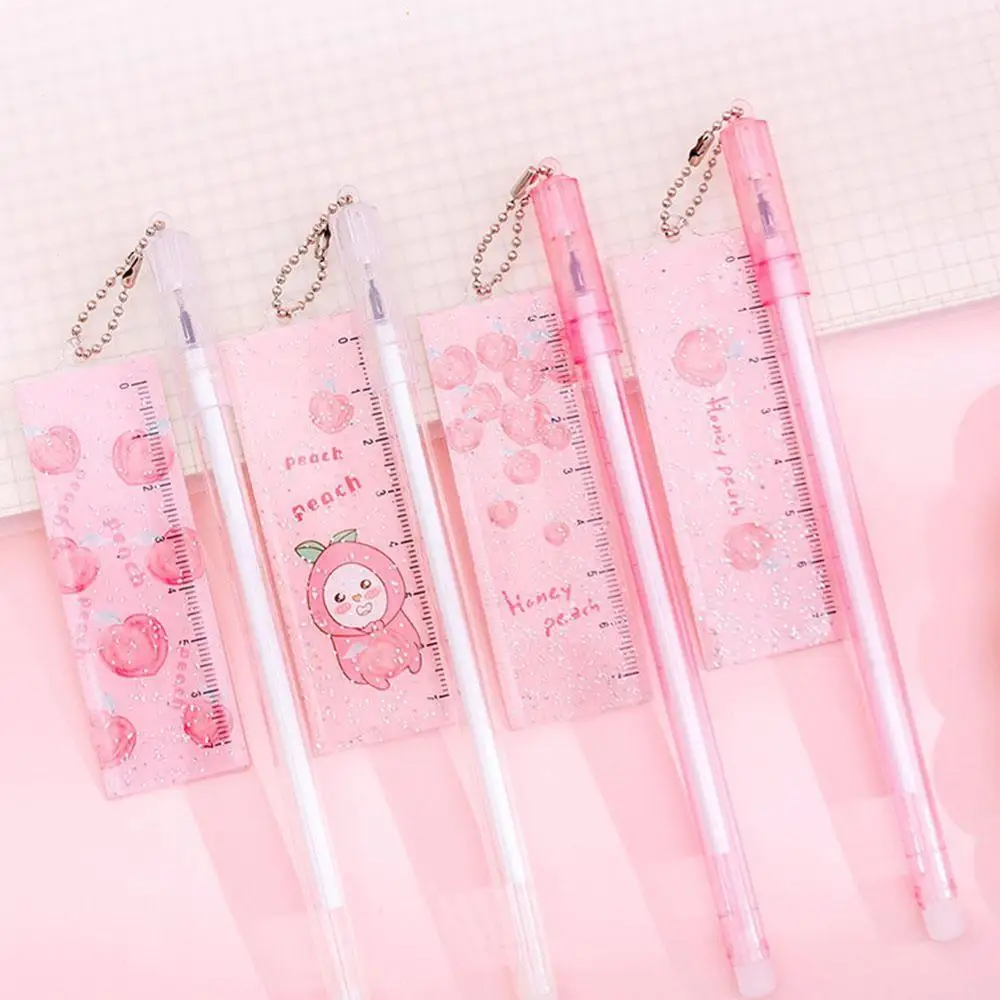 Медовый персик подвеска с линейкой черные чернила для гелевой ручки ручка 1 шт 0 38