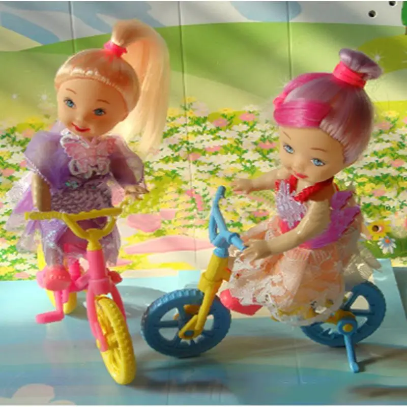 Fashion Kids Toy Set 1/12 Dollhouse Toy Scooter & Bicycle Mini Toy For Barbie Doll House Doll Accessories Fit For Kelly Doll Toy