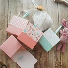 10 шт. в розовую сетку, арбуз, синий цветок, бумажная коробка для конфет с лентой в качестве небольшой упаковки для подарка, Рождественские Свадебные сувениры, подарки, Декор