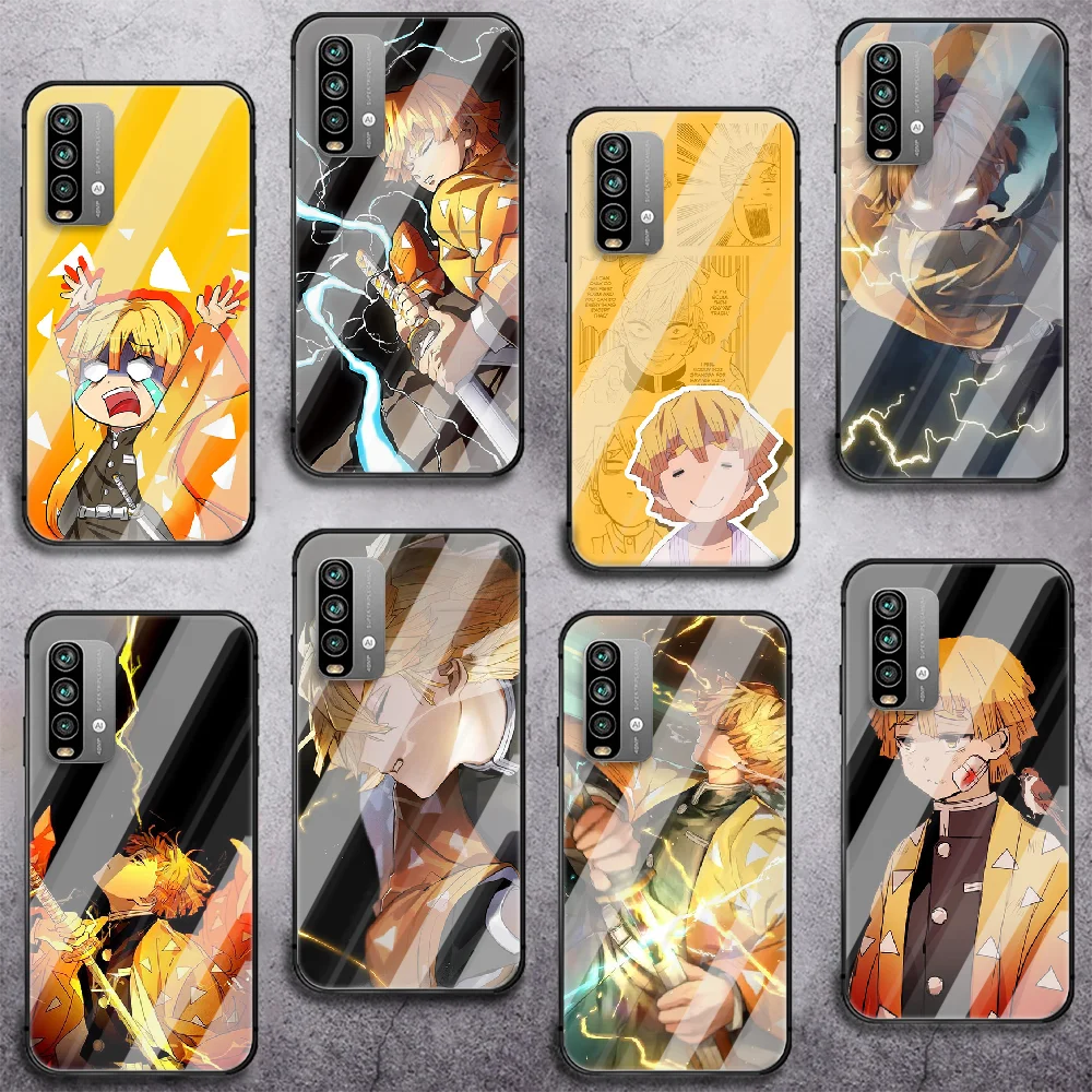 

Amine Demon Slayer-Agatsuma Zenitsu Tempered Glass Smart Phone Case For Xiaomi Redmi Note 7 8 9 10 K 30 40 S A C T 5G Pro Cover