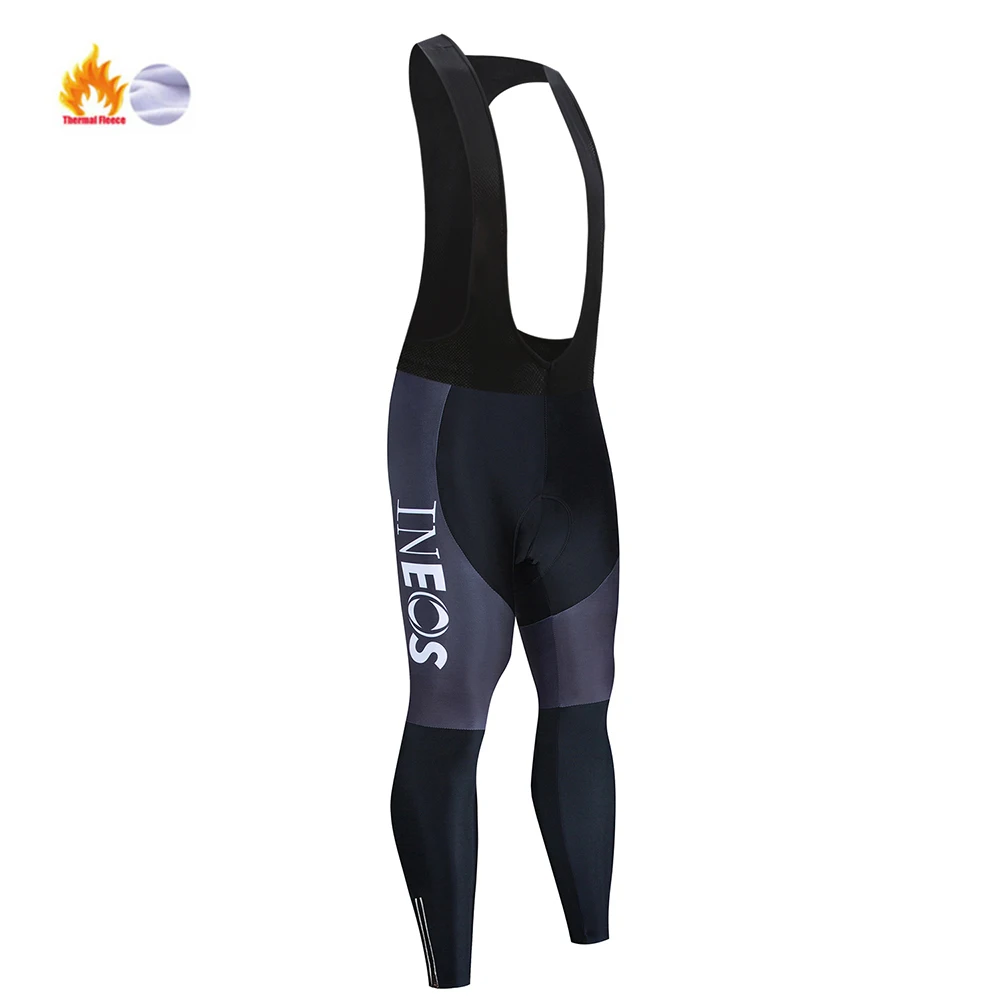 

2021 Black Warm Cycling Bib Trousers Winter Thermal Mountain Bike long Pants Bicycle Tights 19D Gel Pad Cycling Bib Pants