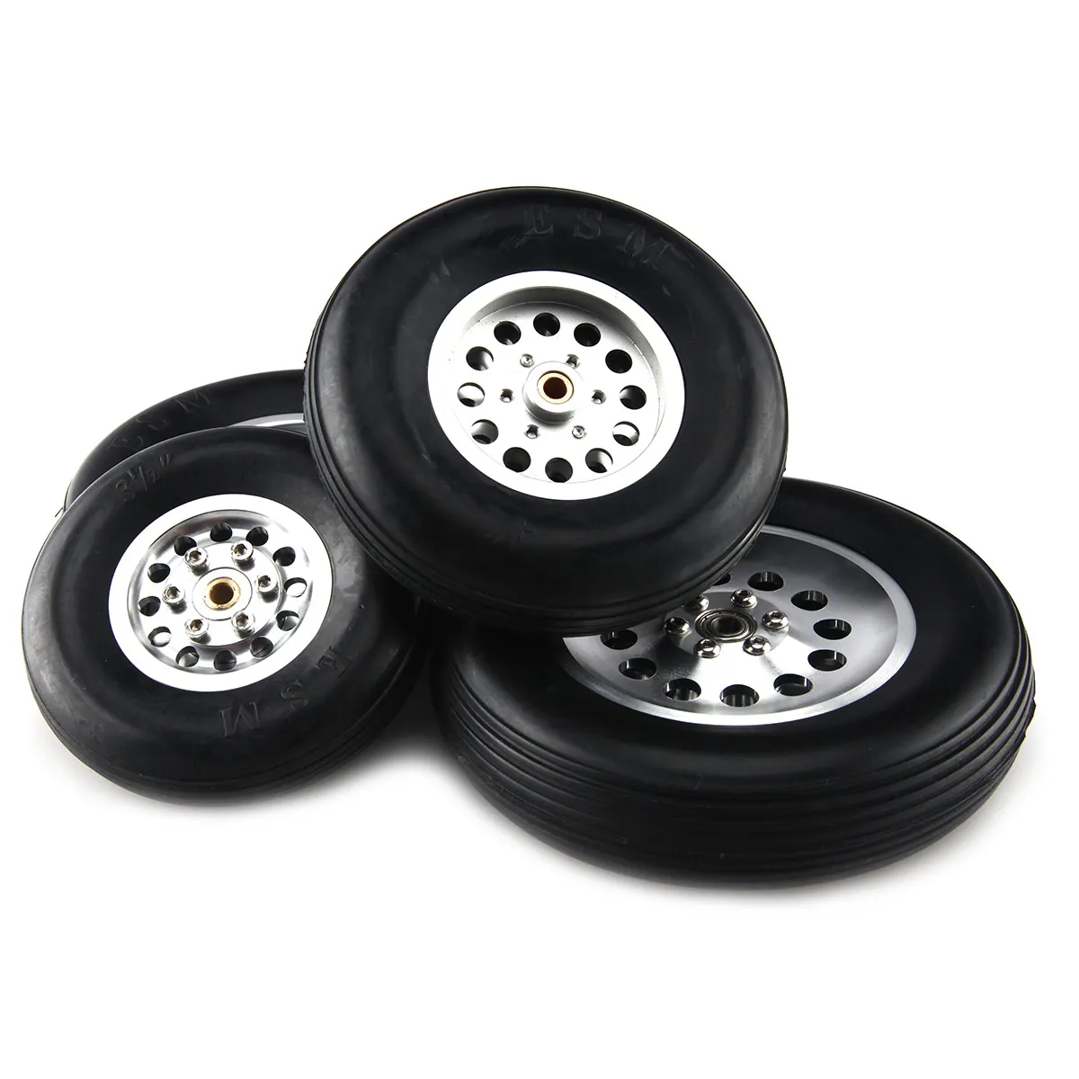 1 Pair Of Rubber Wheel Model Airplane Tires Aluminum Hub 1.75" / 2.5"/  2.75''/3" / 3.5" / 4" /4.5"/5'' for RC Plane Aircraft
