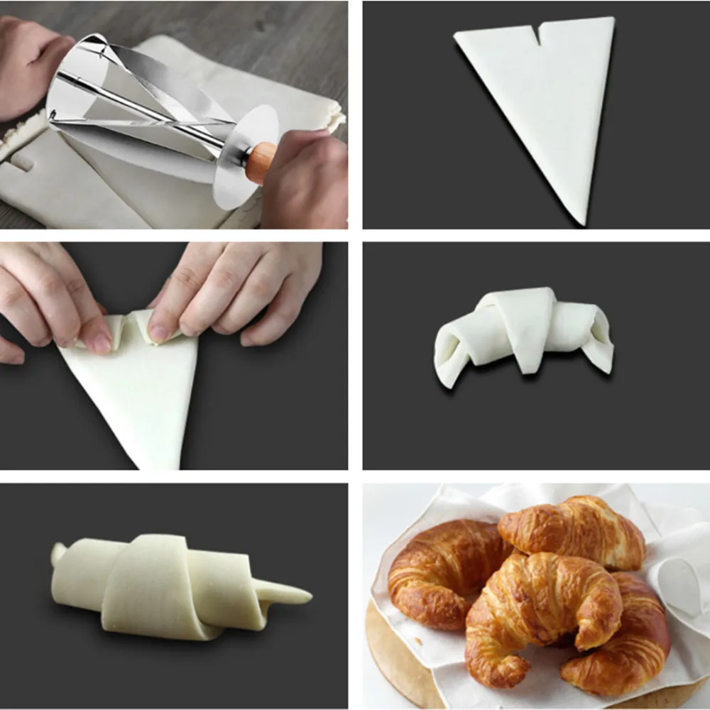 

Stainless Steel Rolling Cutter for Making Croissant Bread Wheel Dough Pastry Knife Wooden Handle Baking Pastry Kitchen Tools
