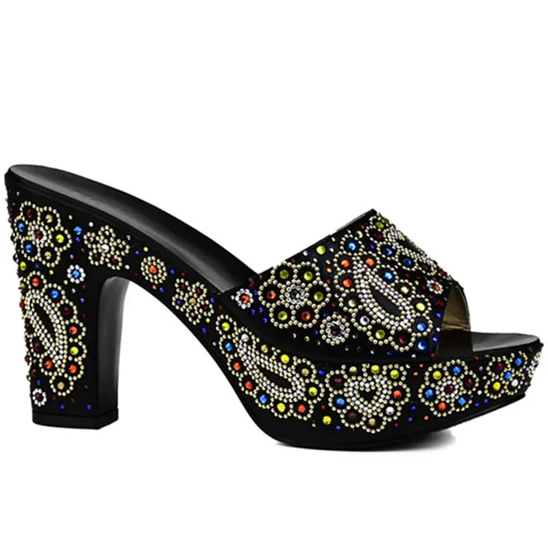 Свадебные женские туфли черного цвета в африканском стиле Большие размеры 43