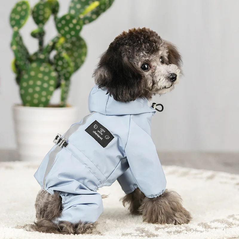 

Pet Cat Dog Raincoat Dog Clothes Jacket Waterproof Mesh Breathable Reflective Hooded Puppy Rain Jumpsuit Coat Outdoor Dog