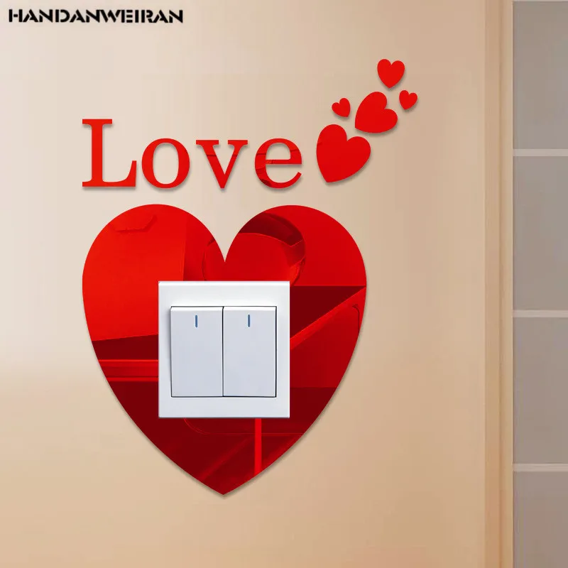 Наборы акриловых 3D зеркальных отражающих наклеек для выключателей декоративные