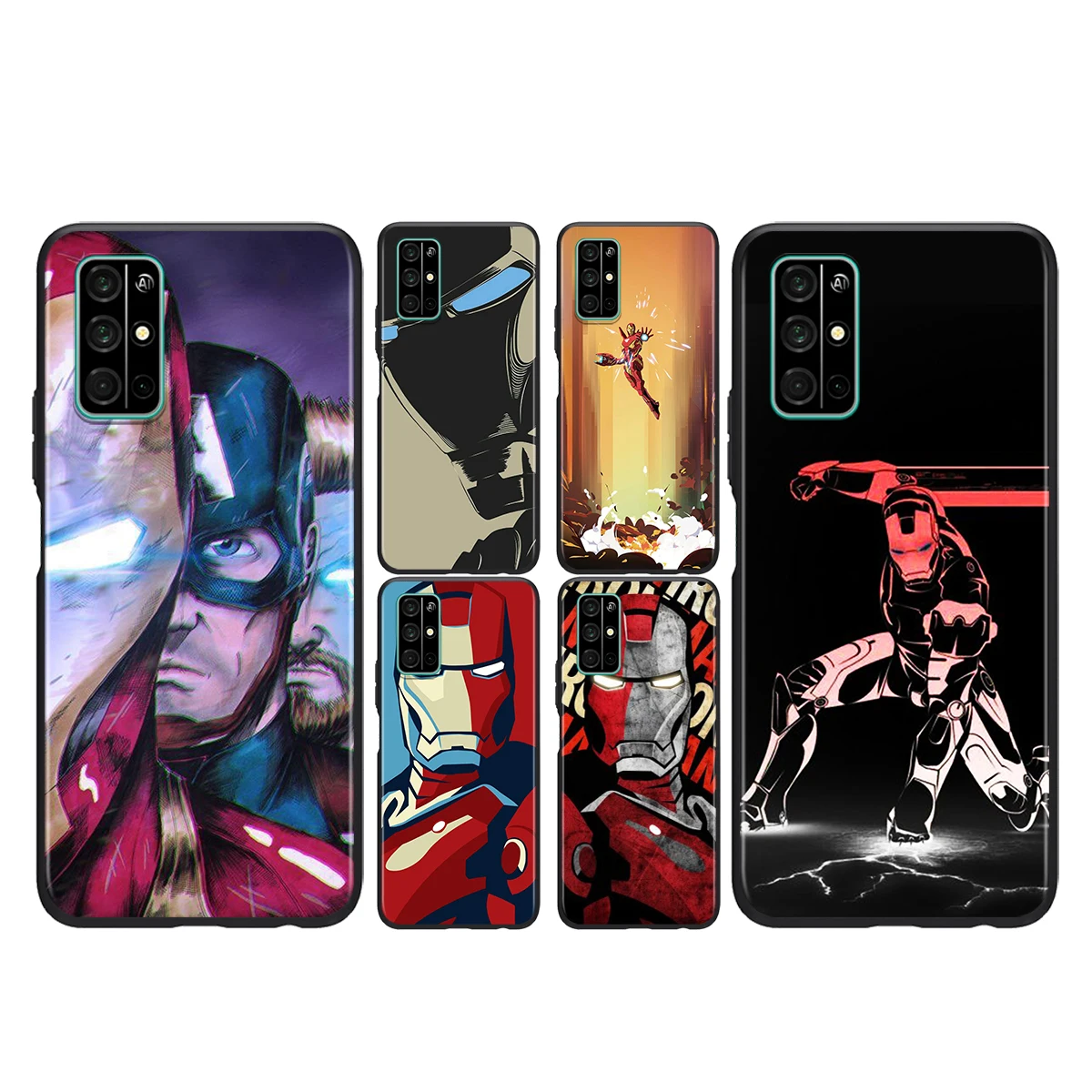 

For Honor Play 3E 8S 8C 8X 8A 8 7S 7A 7C MAX Prime Pro 2019 2020 Black Phone Case Iron Man Mecha Marvel Soft Silicone Cover