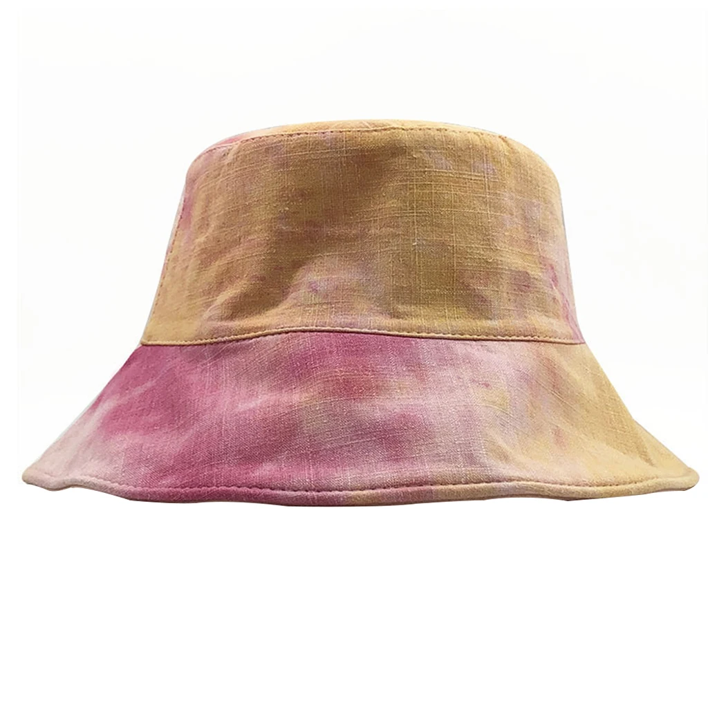 Unisex Multicolored Printed Bucket Sun Hat Packable Fisherman Cap Summer Tie Dye Fashion Trend Leisure Sunshade