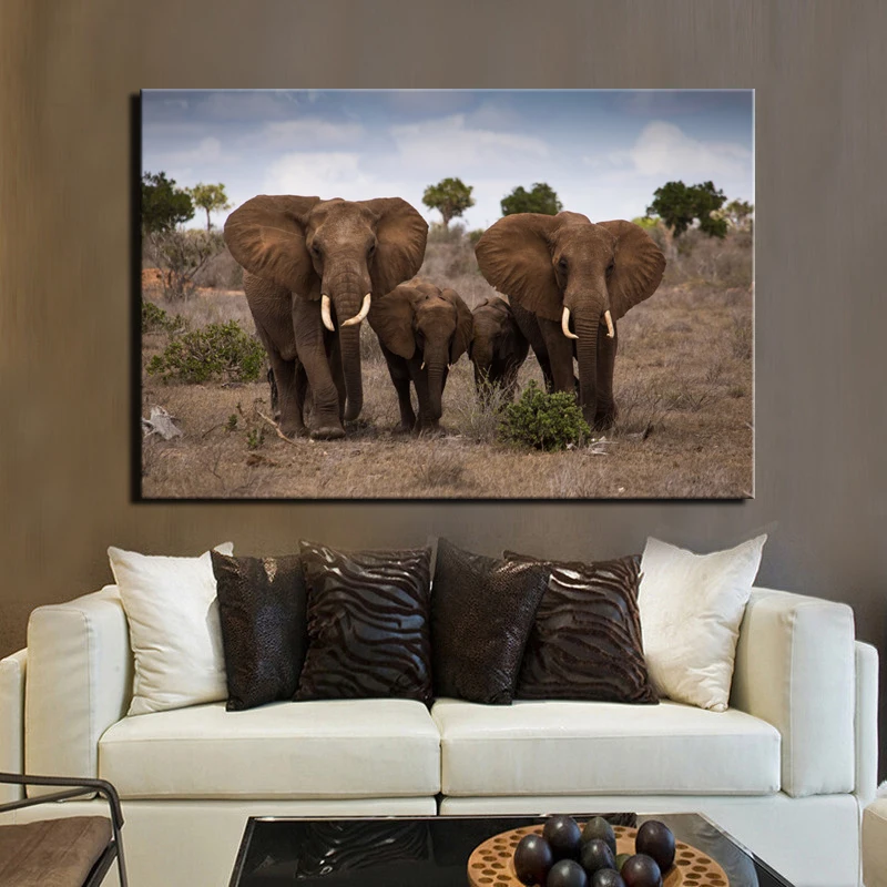 Африканский дикий слон семья картина маслом на холсте постеры и принты животные