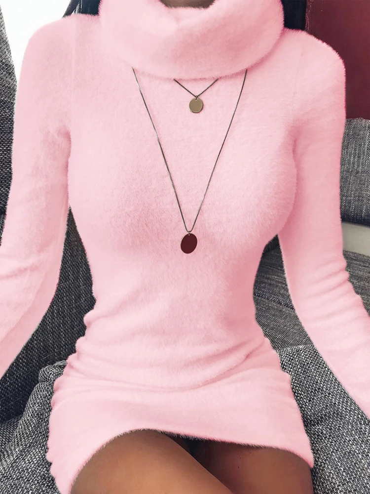 Осенне-зимняя свободная туника вязаные пуловеры свитер Повседневные платья