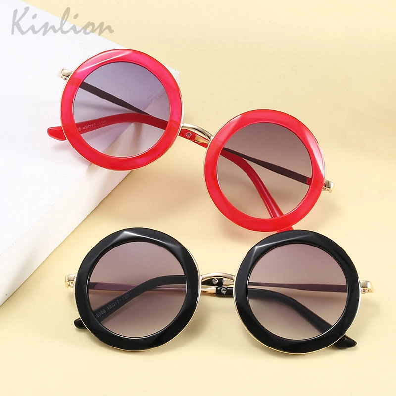 

Солнцезащитные очки для мальчиков и девочек Kinlion, металлические круглые, винтажные