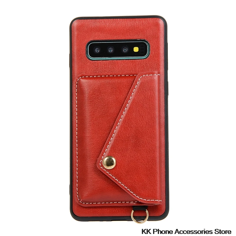 Ретро кожаный чехол с карманом для карт для samsung S9 S10 Plus S10e кошелек через плечо длинный ремешок задняя крышка для samsung Note 9 чехол для телефона
