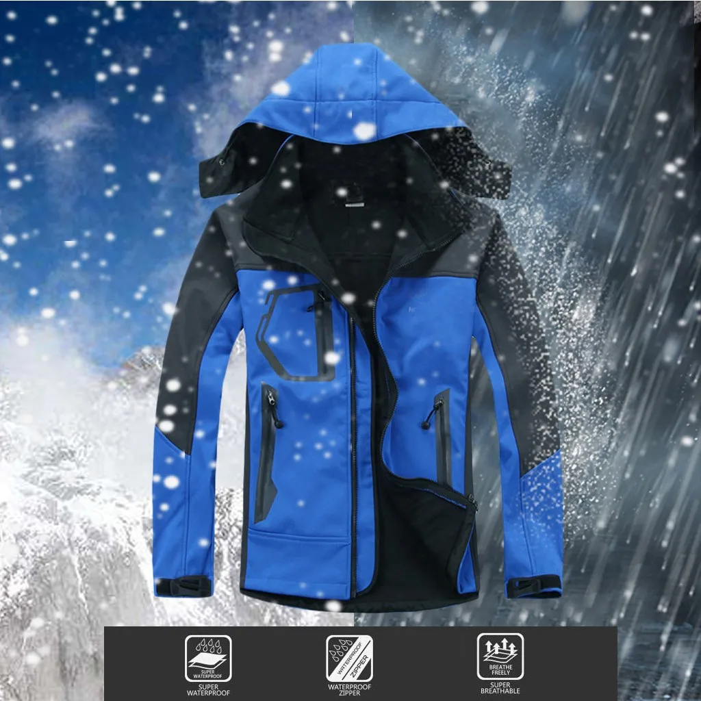 Мужская непродуваемая куртка с капюшоном и карманами на молнии | Спорт