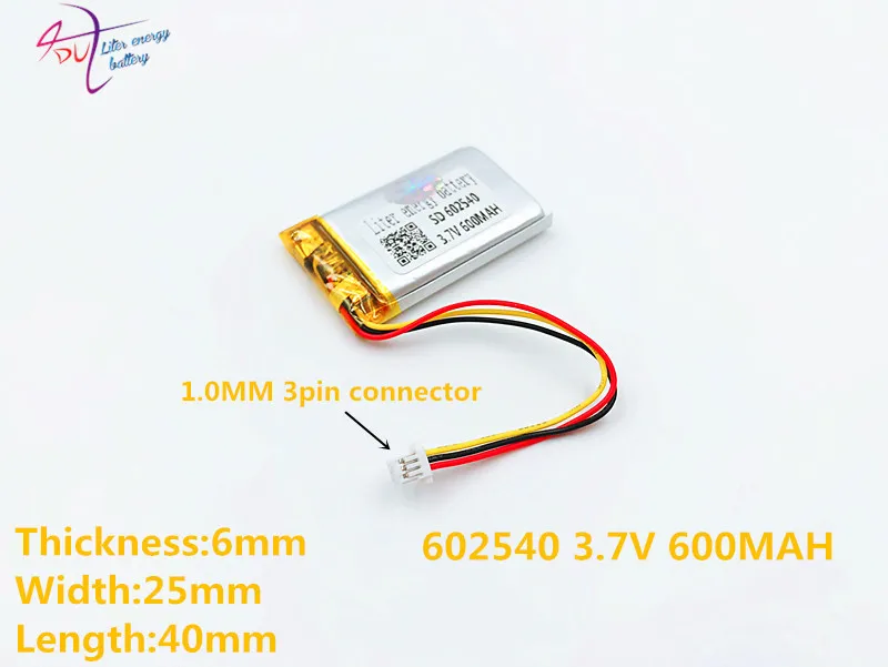 3 thread 3.7V 602540 600 mah Liter energy battery lithium-ion polymer CE FCC ROHS certification authority | Электроника