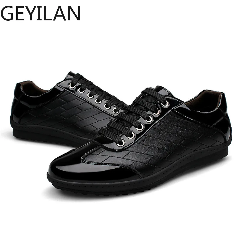 

Spring New Casual Genuine Leather Sneakers Shoes Men Leather Oxford Lace-Up Shoes Simple Stylish Large Sizes 38-45